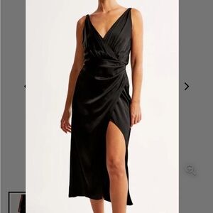 Abercrombie Satin Midi Dress - Small Petite - Black